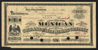1908 San Francisco: Mexican Gold And Silver Mining Company