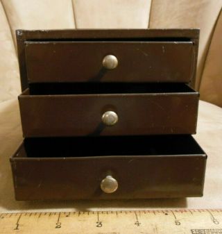 Vintage Small Metal 3 Drawer Industrial Chest Cabinet Box Tool Parts Trinkets