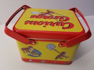 Curious George Keepsake,  Easter,  Collectable,  Metal Tin Lunchbox,  Yellow,  Red