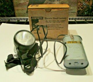 Vintage Justrite 1904 4 Cell Head Lantern Lamp W/original Box - Great