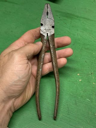 Rare Vintage Utica Tools 300 Fence/linesman Pliers 8 - 1/2 " Long -
