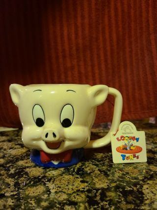 1989 Applause Warner Bros Looney Tunes Porky Pig Ceramic Coffee Cup Mug