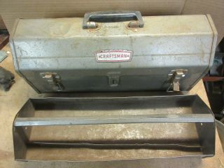 Vintage Craftsman 6520 Hand Tool Box W/tote Tray Metal Coffin Case Tombstone Box