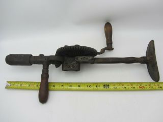 Vtg Antique Millers Falls No.  12 Eggbeater 2 Speed Hand Crank Drill Breast Plate