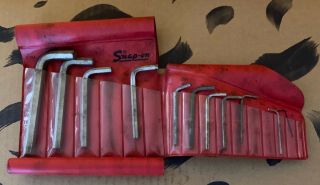Vintage Snap On 11 Piece Standard Allen Wrench Set C - 154 L Shaped Soft Case