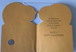 Vintage 1950 - 60s Halloween Hallmark Greeting Card x3 Envelope Secret Pal 3