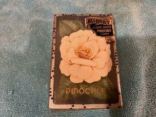 Vintage Playing Cards Deck Assembly Pinochle Flower Plastic Coated