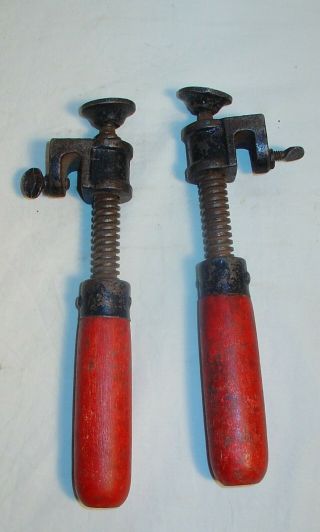 Antique Clamps Wood Handle Red Screw