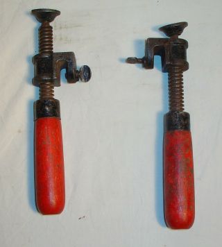 Antique Clamps Wood Handle Red Screw 3