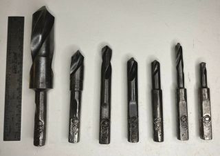 Vtg Post Drill Press 1/2” Shank Bits Antique Industrial Machinery Old Farm Tool