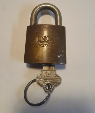 Vintage Almont Rekey Padlock With Key