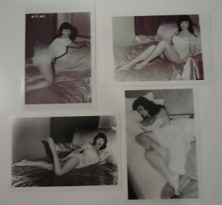 4 Vintage Bettie Page Pin - Up Photos_3 3/4 X 5 3/4 " Set Nn