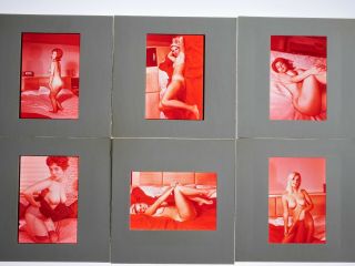 13 vintage nude 35mm slides transparencies various models magenta colors RA 3