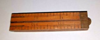 Vintage Upson Nut Co.  No.  69 Brass & Wood Folding 12” Ruler Folded Is 3 "