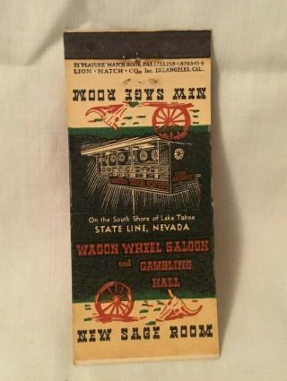 Vintage Advertising Matchbook Wagon Wheel Saloon Gambling State Line Nevada