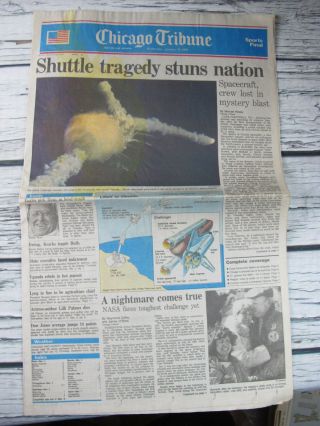 Challenger Space Shuttle Chicago Tribune News January 29 1986 Newspaper Section