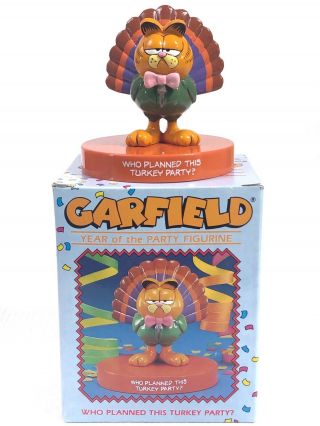 Vtg Garfield Year Of The Party Figurine November Turkey Thanksgiving Read