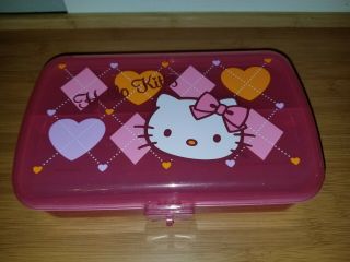 Hello Kitty Sanrio Plastic Pencil Box Container Trinket 2011 Pink
