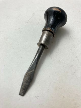 Vintage Antique Small Wood Handle Screwdriver Mini Tool 2 - 3/4”