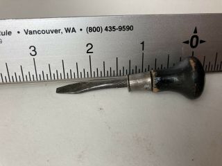 Vintage Antique Small Wood Handle Screwdriver Mini Tool 2 - 3/4” 2