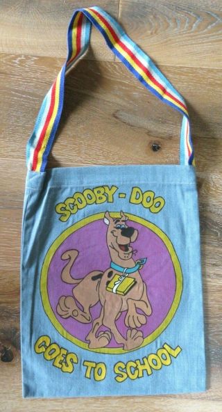 Vintage Artex Tri - Chem Hanna Barbera Painted Denim School Bag Tote Scooby Doo