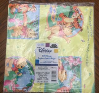 Nip Vtg Hallmark Gift Wrap Paper Disney Winnie The Pooh - Togetherness Times
