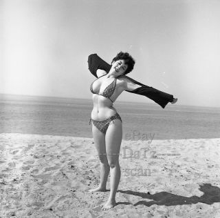 1950s Negative,  Busty Pin - Up Girl Gigi Frost In Bikini,  Cheesecake T270831