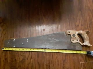 Vintage H Disston & Sons 22” Hand Saw Carpenters Tool