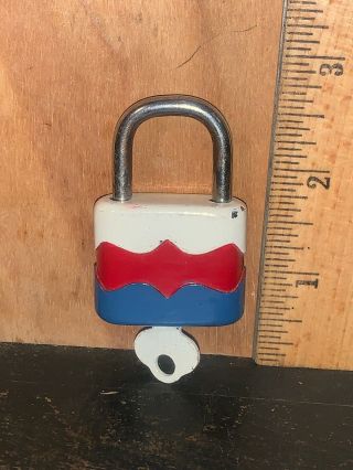 Vintage Small Padlock Lock & Key Hand Painted