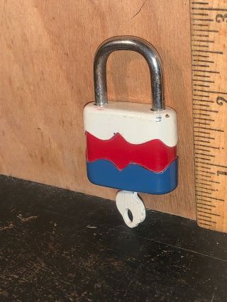 Vintage Small Padlock Lock & Key Hand Painted 2