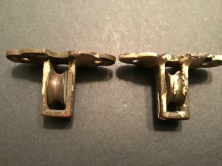 (2) Vintage Small Brass Chippy Pulleys 2