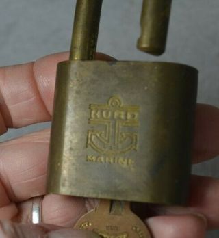 vintage Hurd Marine anchor padlock 2 keys brass 2