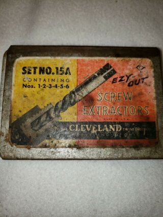 Vintage Ezy - Out Screw Extractor Set No.  15a The Cleveland Twist Drill Co
