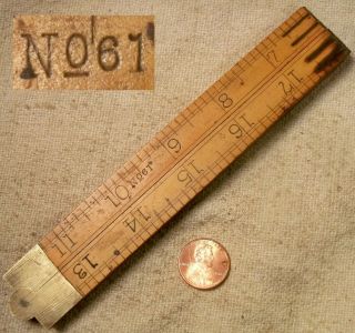 Vintage No 61 2 Ft Carpenters Folding Rule Collectible Old Tool Read