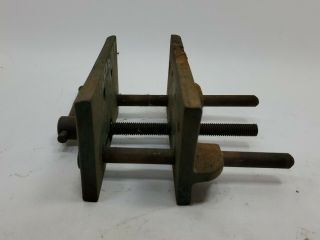 Vintage LH & F Wood Work Carpentry Table Metal Bench Vise Clamp No.  166 G1 2