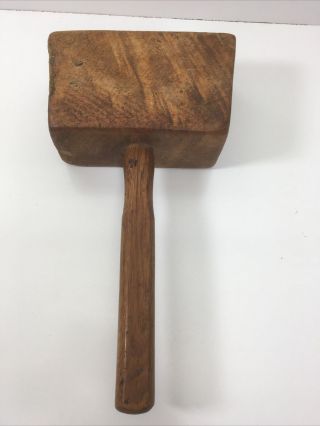 Primitive Vintage Wood Mallet Block Hammer 2