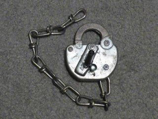 Steel Antique LOCK - key hole cover has ADLAKE - PC 76 - 76 on back rivet 2