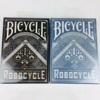 2 Decks Of Bicycle Robocycle Playing Cards Limited Edition 1 Black & 1 Blue Deck