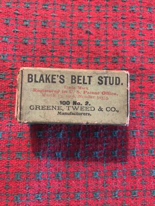Vintage Greene Tweed & Co.  No.  2 Brass Belt Studs Blake’s Repurpose Pat.  1906