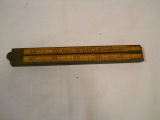 UPSON NUT CO 24 INCH RULER No 62 1/2 BOXWOOD AND BRASS 2