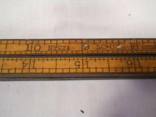 UPSON NUT CO 24 INCH RULER No 62 1/2 BOXWOOD AND BRASS 3