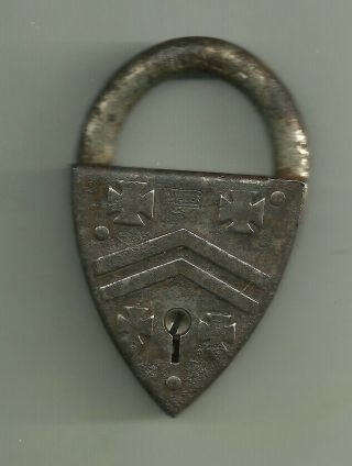 Shield Shaped Old Miller Padlock Lock Malta No Key