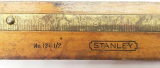 Vintage Antique STANLEY No.  136 1/2 Boxwood & Brass 5 