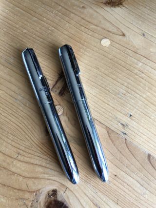 2 Vtg Ray - O - Vac Penlight Pen Lights Pocket Flashlight Chrome 1 Antique