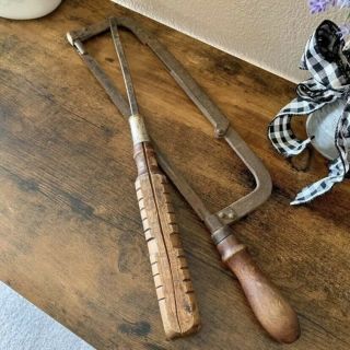 Vintage Handsaw And Irwin Flathead Screwdriver Wooden Handles 3
