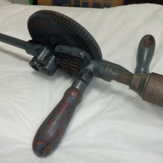 Vintage MILLERS FALLS 2 speed Hand Drill with Shoulder Brace 3