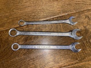 (3) Vintage Herbrand Metric Combo Wrenches 12 Point 11mm,  12mm,  14mm