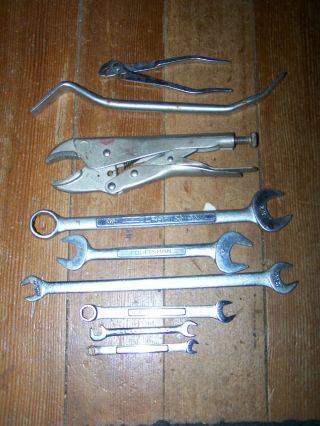 8 Vintage Craftsman Tools Locking & Slip Joint Pliers,  Brake Spoon,  6 Wrenches
