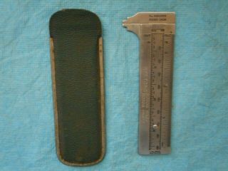The Executive Pocket Chum Sliding Caliper Machinist Tool Usa W/case - Vintage