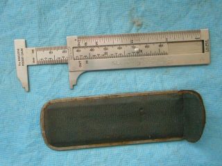 The Executive Pocket Chum Sliding Caliper Machinist Tool USA w/Case - Vintage 3